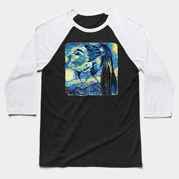 Girl Van Gogh Style Baseball T-Shirt by todos